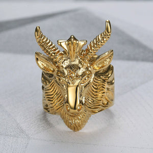 GUNGNEER Satanic Baphomet Ring Stainless Steel Satan Jewelry Accessory Gift For Men