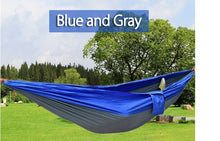Load image into Gallery viewer, 2TRIDENTS Nylon Camping Hammock - Lightweight Portable Hammock, Parachute Double Hammock for Backpacking, Camping, Travel, Beach, Yard (Dark Purple + Azuze)