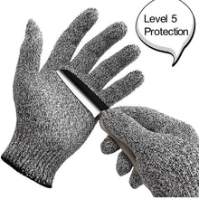 Load image into Gallery viewer, 2TRIDENTS Cut Resistant Gloves Ideal for Woodworking Fish Filletting Meat Cutting Food Grade Protection (L, Black Gray)
