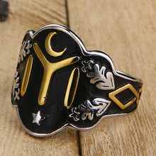 Load image into Gallery viewer, GUNGNEER Kayi Star Moon Islam Ring Stainless Steel Arabic Jewelry Accessory For Men