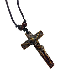 Load image into Gallery viewer, GUNGNEER Leather Cross Christ Necklace Christian Chain Jewelry Accessory Gift For Men Women