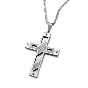 GUNGNEER Christian Necklace Cross Jesus Key Chain Holder Jewelry Accessory Gift Set Men Women