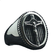 Load image into Gallery viewer, GUNGNEER Christian Cross Ring Many Sizes Stainless Steel Jesus Jewelry Accessory For Men