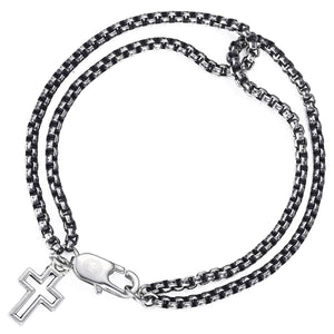 GUNGNEER Stainless Steel Cross Charm Bracelet Box Chain Jesus Jewelry Gift For Men Women