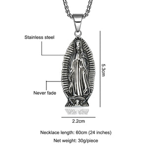 GUNGNEER Stainless Steel Classic Mother of God Virgin Mary Pendant Necklace Jewelry Men Women