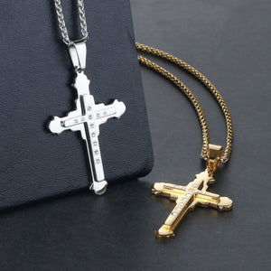 GUNGNEER Cross Necklace Christian Pendant Stainless Steel Jewelry Accessory For Men Women