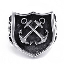 Load image into Gallery viewer, GUNGNEER US Navy Double Anchor Ring Stainless Steel Sailor Nautical Jewelry Gift For Men