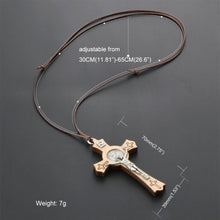 Load image into Gallery viewer, GUNGNEER Adjustable Leather Cross Christ Necklace Jesus Pendant Jewelry Gift For Men Women