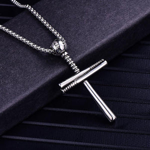 GUNGNEER Sporty Baseball Cross Necklace Stainless Steel Jewelry Accessory For Men Women