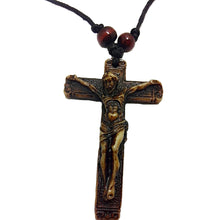 Load image into Gallery viewer, GUNGNEER Leather Cross Christ Necklace Christian Chain Jewelry Accessory Gift For Men Women