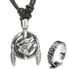 Load image into Gallery viewer, GUNGNEER Stainless Steel Fenrir Wolf Pendant Necklace with Ring Jewelry Set Men Women