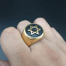 Load image into Gallery viewer, GUNGNEER Stainless Steel David Star Ring Seal of Solomon Jewelry Accessory Gift For Men