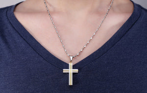 GUNGNEER Stainless Steel Cross Necklace Christian Pendant Jewelry Accessory For Men Women