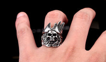 Load image into Gallery viewer, GUNGNEER Punk Gothic Stainless Steel Viking Pirate Skull Ring Halloween Jewelry Men Women