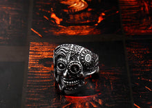 Load image into Gallery viewer, GUNGNEER Stainless Steel Flower Skull Cross Ring Gothic Punk Jewelry Accessories Men Women
