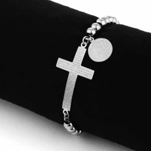 Load image into Gallery viewer, GUNGNEER Rosary Cross Bracelet Stainless Steel Christian Jewelry Accessory For Men Women