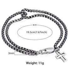 Load image into Gallery viewer, GUNGNEER Stainless Steel Cross Charm Bracelet Box Chain Jesus Jewelry Gift For Men Women