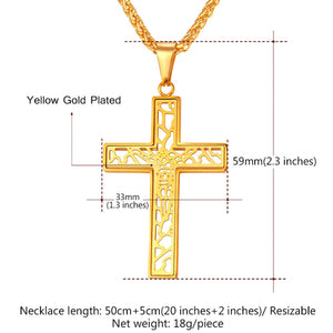 GUNGNEER Christian Necklace Stainless Steel Cross Chain Jewelry Accessory For Men Women
