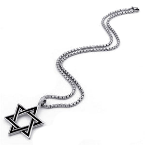 GUNGNEER David Star Box Chain Necklace Jewish Star Pendant Jewelry Gift For Men Women