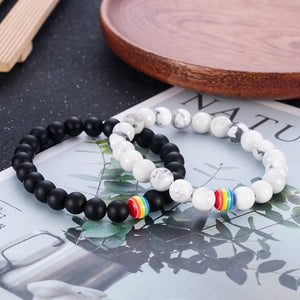 GUNGNEER Rainbow Beaded Bracelet Lesbian Gay LGBT Jewelry Accessory For Men Women