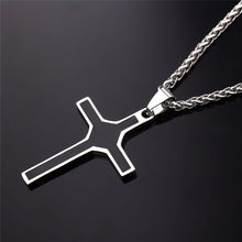 Load image into Gallery viewer, GUNGNEER Christian Necklace Stainless Steel Cross Pendant Chain Jewelry For Men Women
