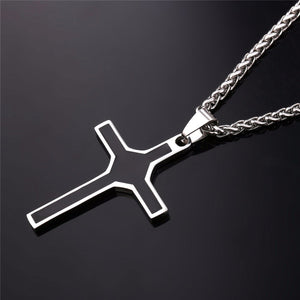 GUNGNEER Christian Necklace Stainless Steel Cross Pendant Chain Jewelry For Men Women
