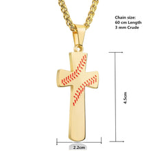 Load image into Gallery viewer, GUNGNEER Baseball Cross Necklace with Leather Bracelet Sporty Stainless Steel Jewelry Set