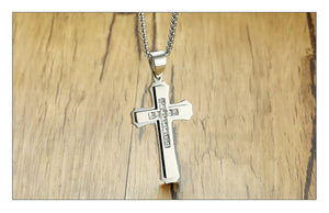 GUNGNEER God Cross Jesus Necklace Stainless Steel Pendant Jewelry Gift For Men Women