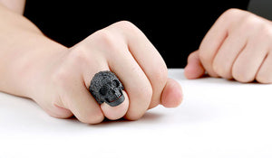 GUNGNEER Classic Garden Flower Skull Ring Biker Punk Halloween Jewelry Accessories Men Women