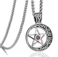 Load image into Gallery viewer, GUNGNEER Stainless Steel Wicca Celtic Moon Pentagram Pendant Necklace Jewelry Men Women