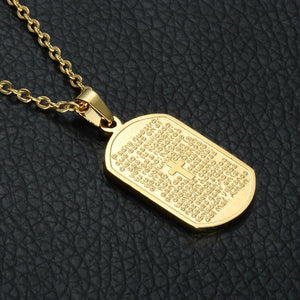 GUNGNEER Christian Cross Bible Dog Tag Necklace Jesus Accessory Jewelry For Men Women