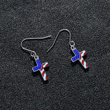 Load image into Gallery viewer, GUNGNEER Stainless Steel US American Flag Cross Stud Earrings Patriotic Christian Jewelry