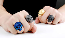 Load image into Gallery viewer, GUNGNEER Classic Garden Flower Skull Ring Biker Punk Halloween Jewelry Accessories Men Women