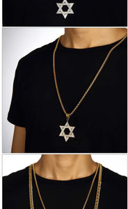 GUNGNEER David Star Necklace Stainless Steel Pray Israel Jewelry Accessory For Men Women