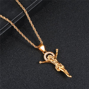 GUNGNEER Christ Cross Necklace Jesus Pendant Pray Jewelry Accessory Gift For Men Women