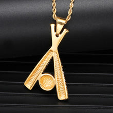 Load image into Gallery viewer, GUNGNEER Stainless Steel Baseball Bat Pendant Necklace with Bracelet Sports Jewelry Set