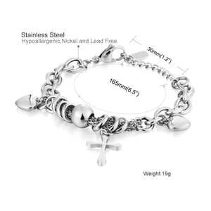 GUNGNEER Stainless Steel Cross Bracelet Christian Jewelry Gift Accessory For Girl Women