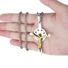 Load image into Gallery viewer, GUNGNEER Cross Pendant Necklace Stainless Steel Christ God Chain Jewelry For Men Women