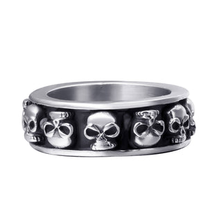 GUNGNEER Stainless Steel Skull Ring Band Gothic Biker Punk Jewelry Accessories Men Women