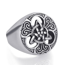 Load image into Gallery viewer, GUNGNEER Irish Celtic Knot Triquetra Stainless Steel Ring Amulet Jewelry