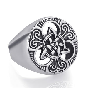 GUNGNEER Irish Celtic Knot Triquetra Stainless Steel Ring Amulet Jewelry