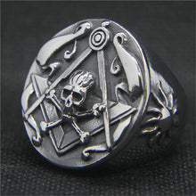 Load image into Gallery viewer, GUNGNEER Ghost Masonic Skull Biker Stainless Steel Ring Gothic Punk Rock Jewelry Men Women