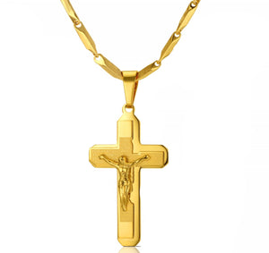 GUNGNEER Cross Necklace Stainless Steel Christian Pendant Jewelry Accessory For Men Women