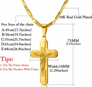 GUNGNEER Cross Necklace Stainless Steel Christian Pendant Jewelry Accessory For Men Women