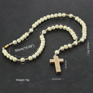 GUNGNEER Rosary Cross Necklace Christian Pendant Chain Jewelry Accessory Gift For Men Women