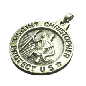 GUNGNEER Protect Us St Christopher Pendant Stainless Steel Jewelry Gift For Men Women
