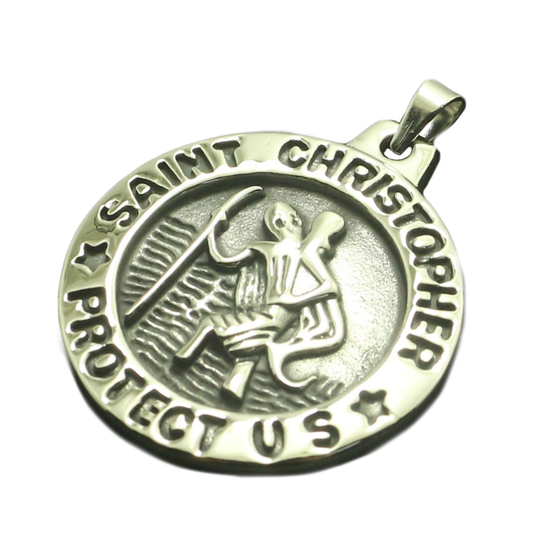 GUNGNEER Protect Us St Christopher Pendant Stainless Steel Jewelry Gift For Men Women