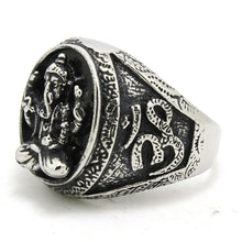 Load image into Gallery viewer, GUNGNEER Lord Ganesha Lotus Om Ring Stainless Steel Hindu Jewelry Accessory For Men