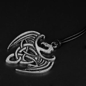 GUNGNEER Celtic Triquetra Knot Dragon Trinity Pendant Necklace with Cross Key Chain Jewelry Set