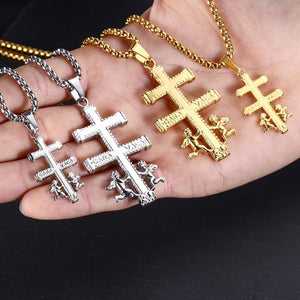 GUNGNEER Russian Cross Necklace Jesus Christ Pendantt Jewelry Accessory For Men Women
